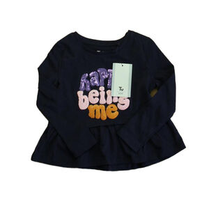 Tu Girls Navy Long Sleeve T-Shirt size: 12-18 Months